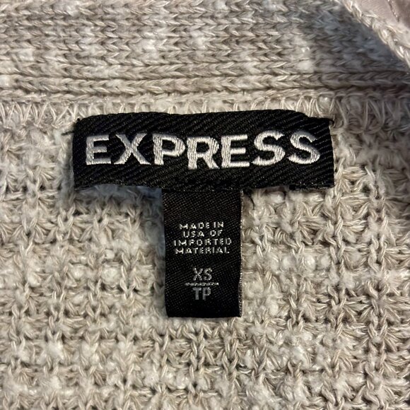 Express Waffle Knit Flare Sleeve Open Front Gray Tan Off White Cardigan Women XS - Picture 9 of 9